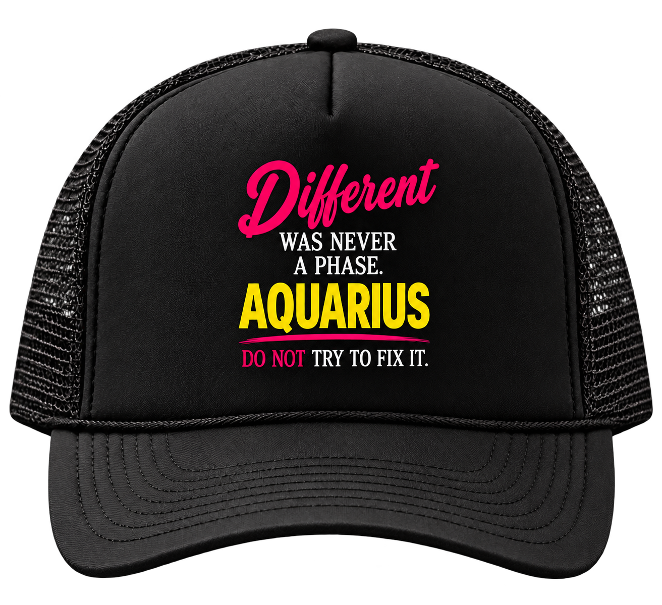 Aquarius black trucker hat