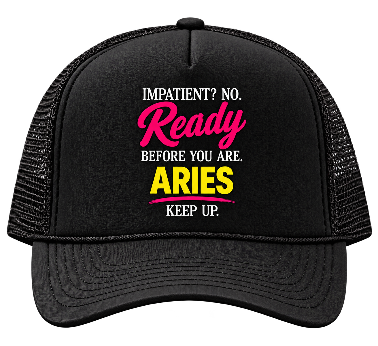 Aries black trucker hat